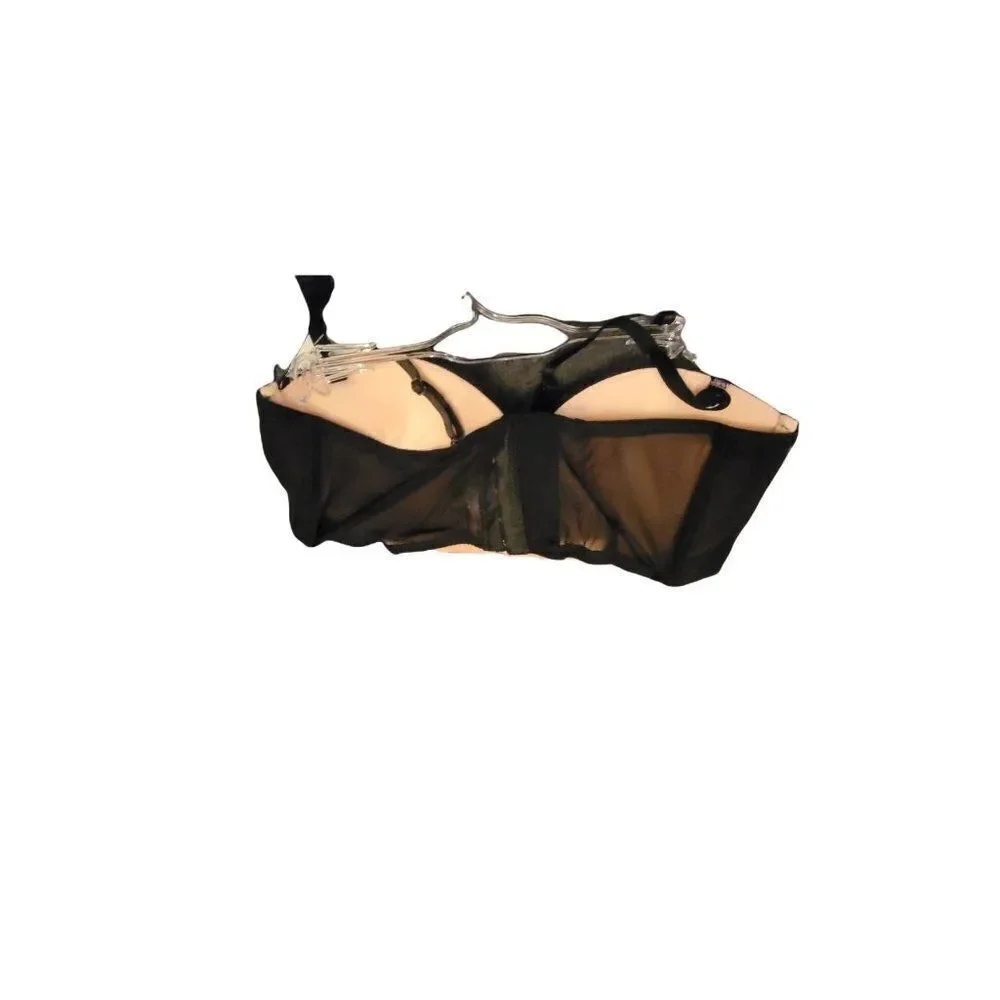 Hers By Herman Womens Peach Black Lace Normal Strap Padded Demi Bra Size 36B